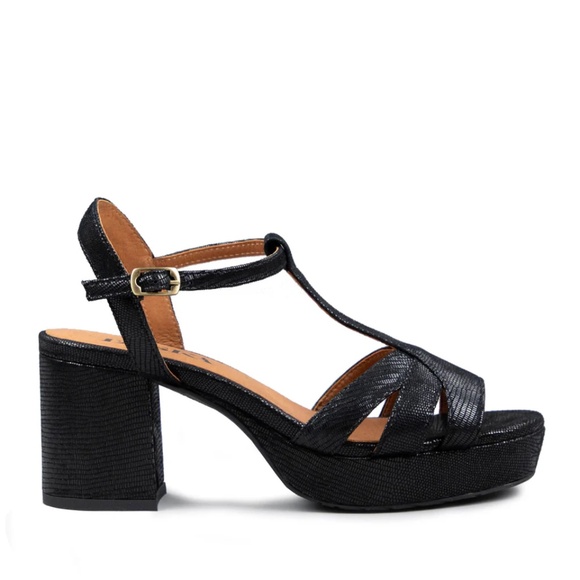 ESSKA Metallic Black Suede T-Bar Heeled Sandals - Size US10 / 41 / UK 7.5 - Picture 1 of 5